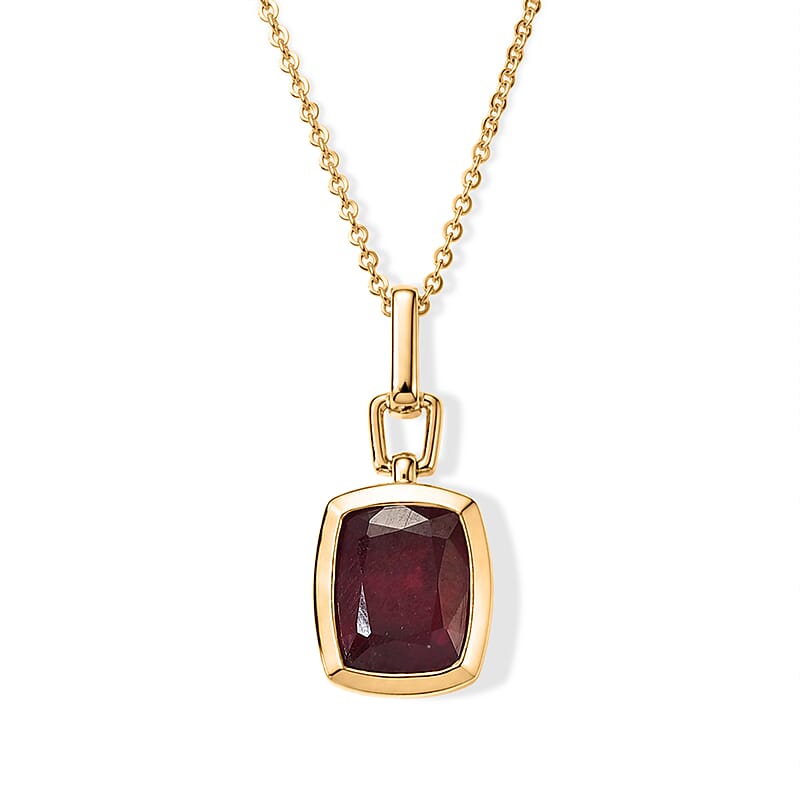 D'Joy Rachel Roy Niassa Ruby (FF) 4.90 ctw Pendant Necklace in 18K Vermeil Yellow Gold Over Sterling Silver 20 Inches