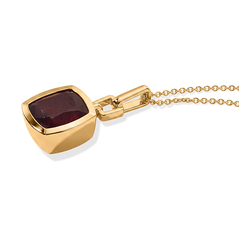 D'Joy Rachel Roy Niassa Ruby (FF) 4.90 ctw Pendant Necklace in 18K Vermeil Yellow Gold Over Sterling Silver 20 Inches