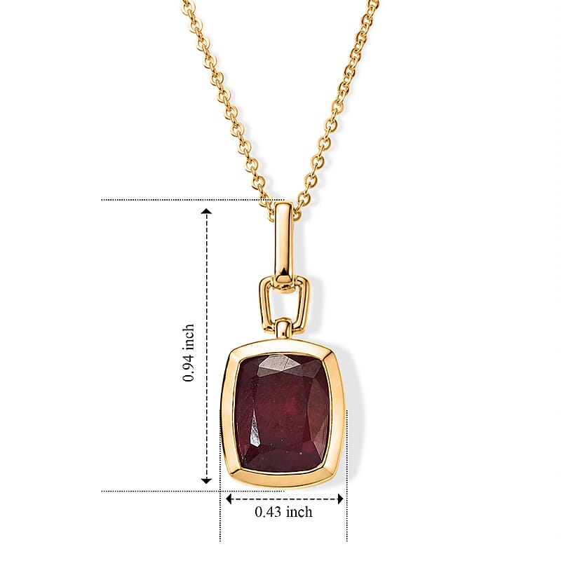 D'Joy Rachel Roy Niassa Ruby (FF) 4.90 ctw Pendant Necklace in 18K Vermeil Yellow Gold Over Sterling Silver 20 Inches