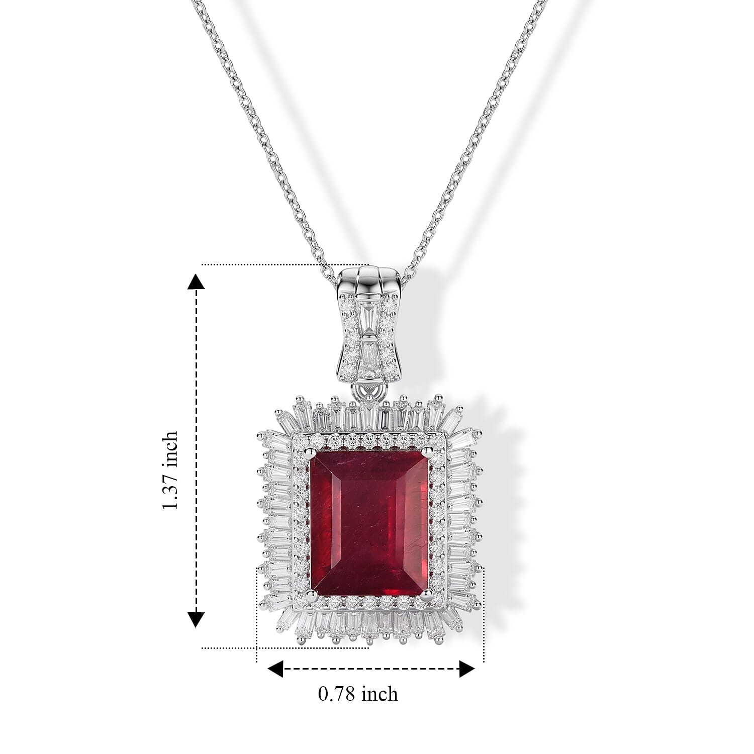D'Joy Premium Niassa Ruby (FF) and Moissanite 9.75 ctw Pendant Necklace in Rhodium Over Sterling Silver 20 Inches