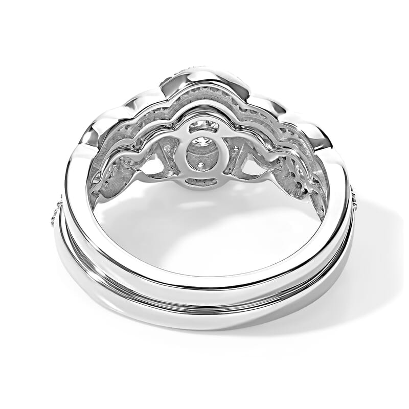 Luxuriant Lab Grown Diamond (E-F, VS) Bridal Set of 2 Ring in Rhodium Over Sterling Silver (Size 5.0) 1.20 ctw