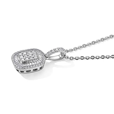 D'Joy Diamond 0.50 ctw Pendant Necklace in Rhodium Over Sterling Silver 20 Inches