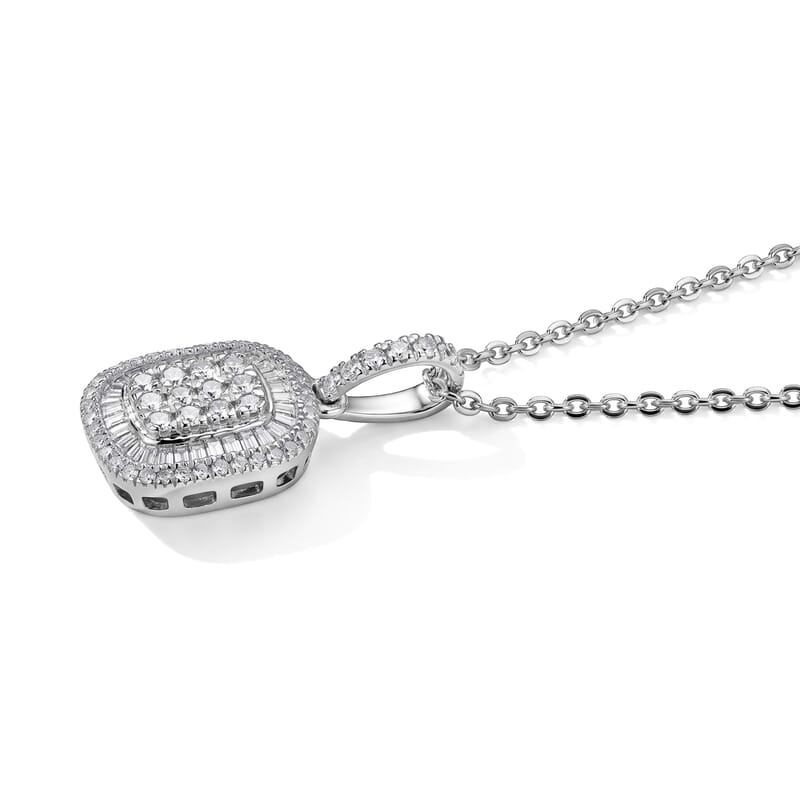 D'Joy Diamond 0.50 ctw Prism Mosaic Pendant Necklace in Rhodium Over Sterling Silver 20 Inches