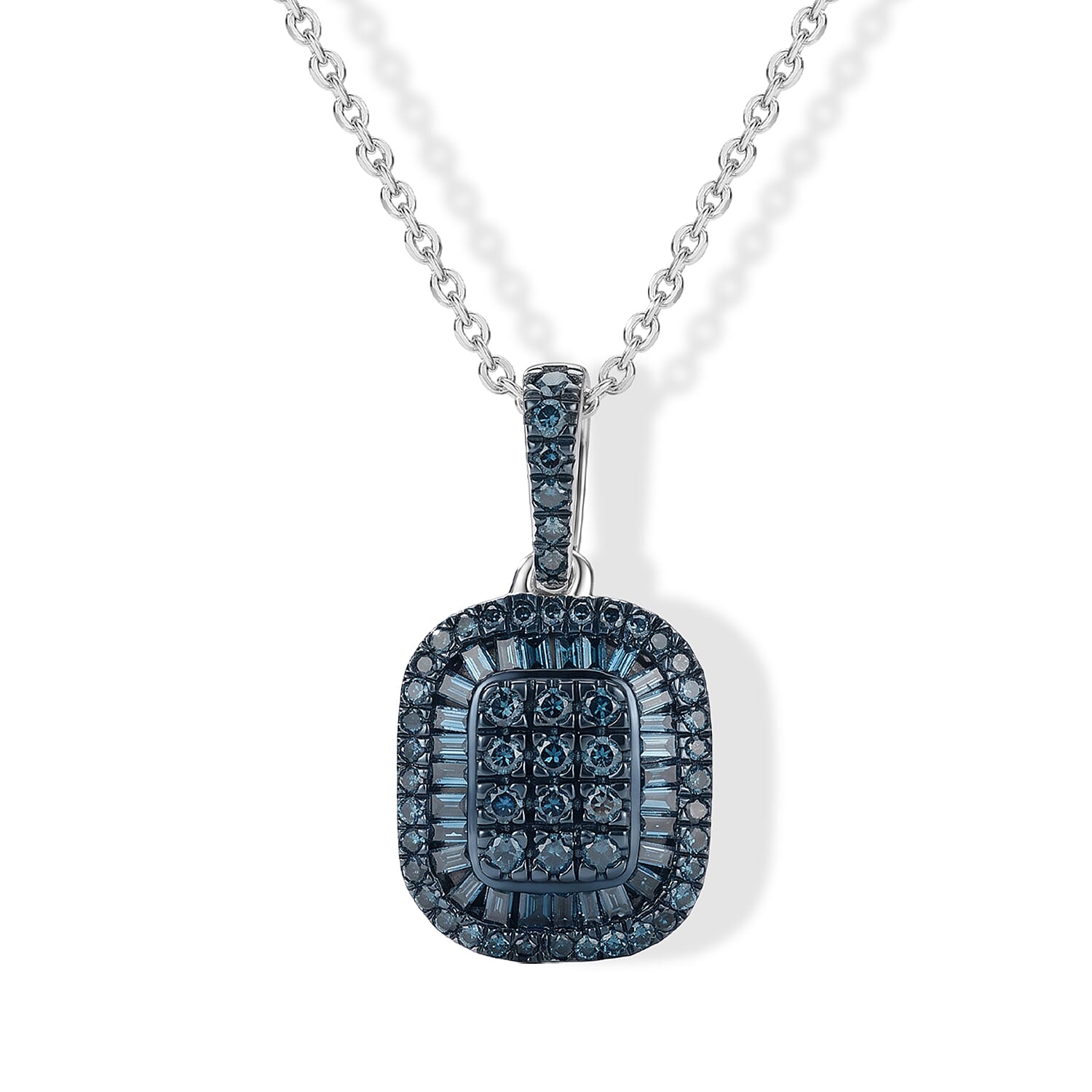 D''Joy Diamond 0.50 ctw Pendant Necklace in Rhodium Over Sterling Silver 20 Inches
