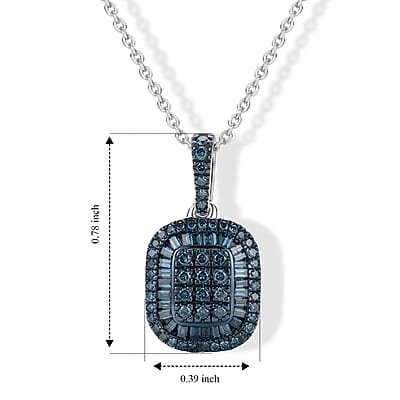 D'Joy Blue Diamond 0.50 ctw Prism Mosaic Pendant Necklace in Rhodium Over Sterling Silver 20 Inches
