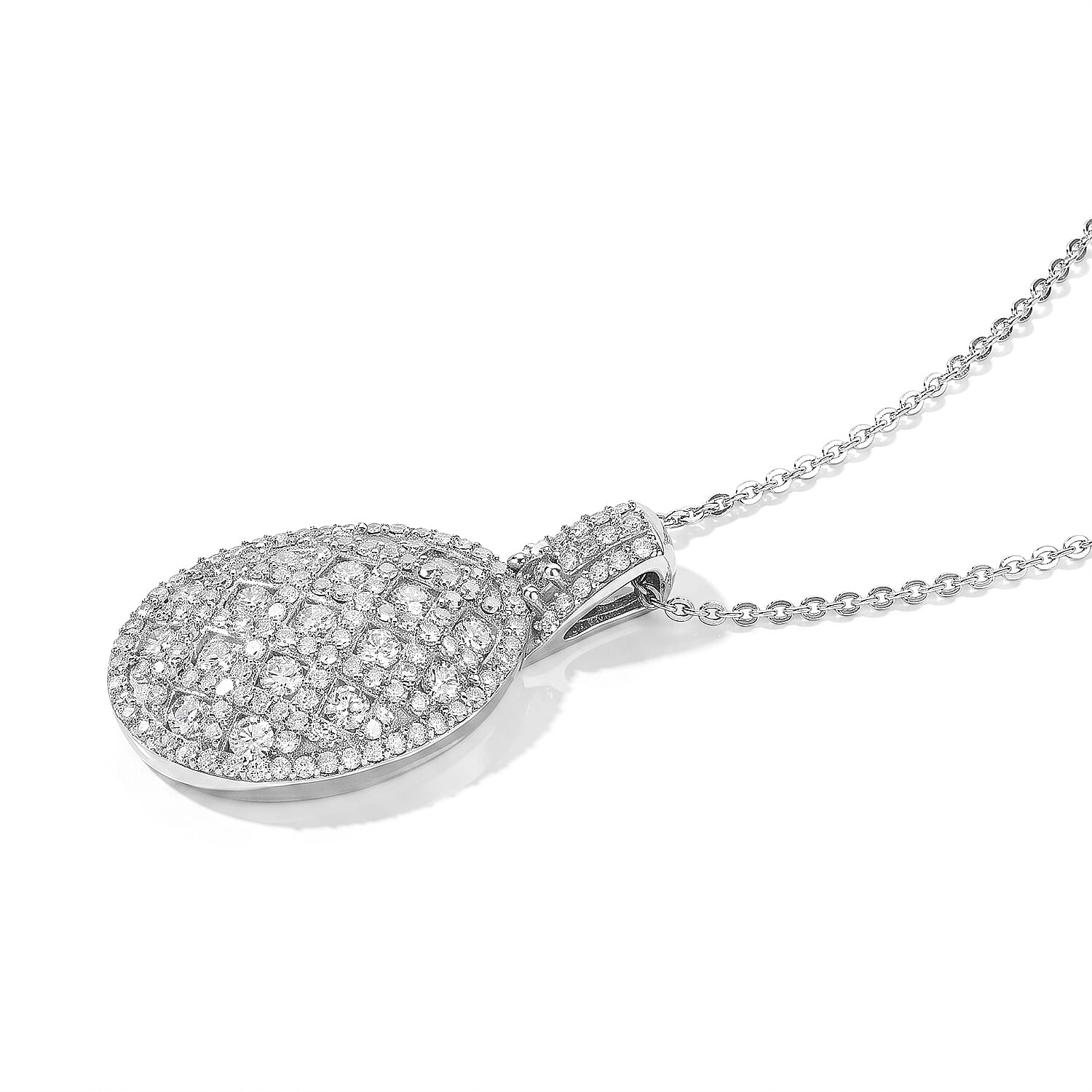 Luxuriant Lab Grown Diamond G-H SI 1.00 ctw Pendant Necklace in Rhodium Over Sterling Silver (20 Inches)