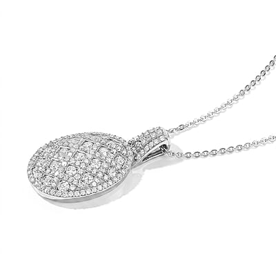Luxuriant Lab Grown Diamond G-H SI 1.00 ctw Pendant Necklace in Rhodium Over Sterling Silver (20 Inches)