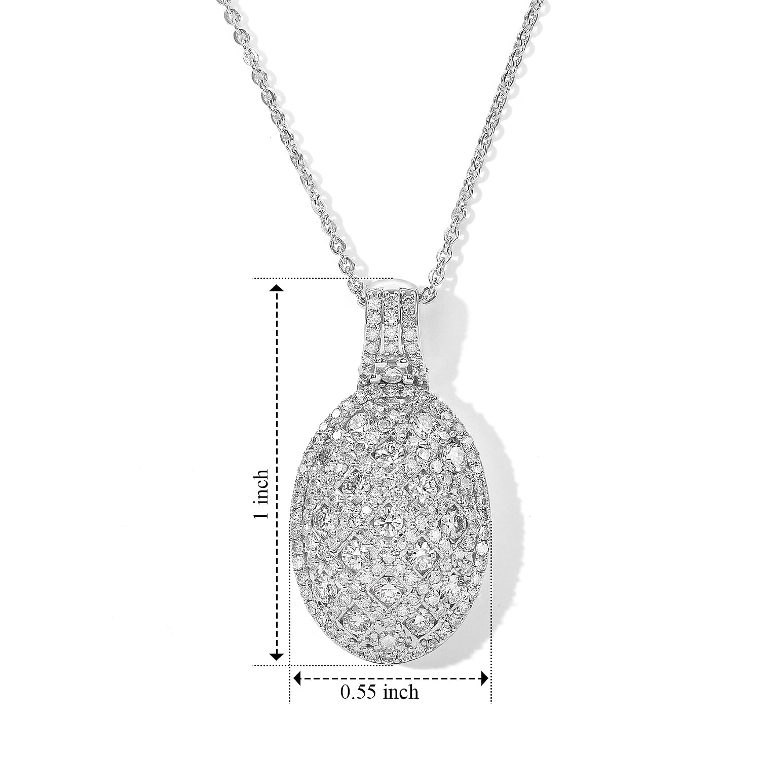 Luxuriant Lab Grown Diamond G-H SI 1.00 ctw Pendant Necklace in Rhodium Over Sterling Silver (20 Inches)