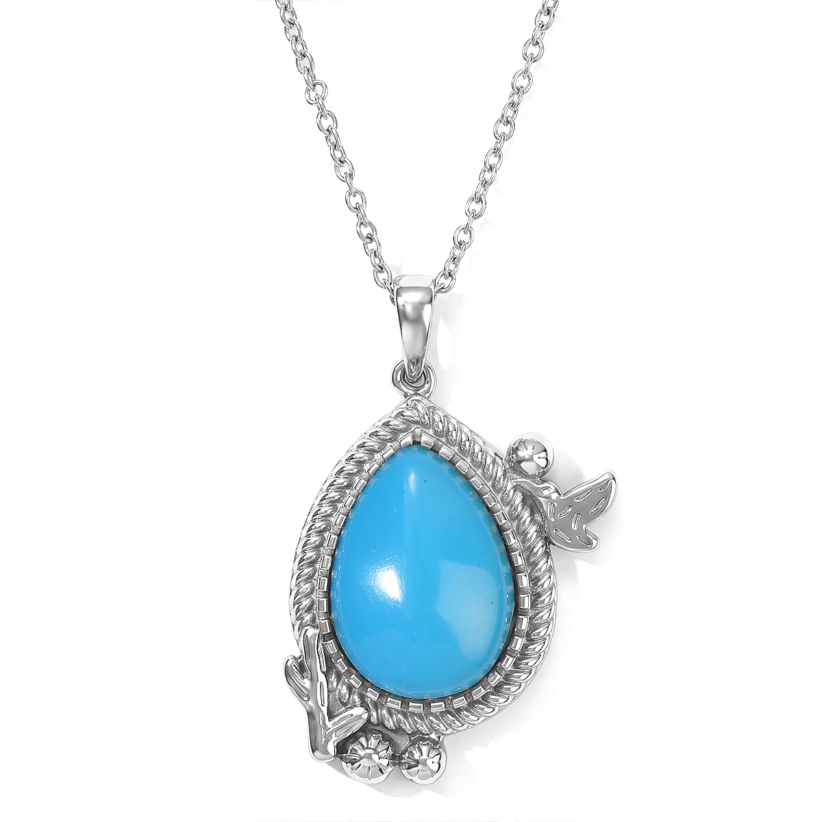 EverTrue Blue Howlite 5.60 ctw Pendant Necklace in Stainless Steel 20 Inches