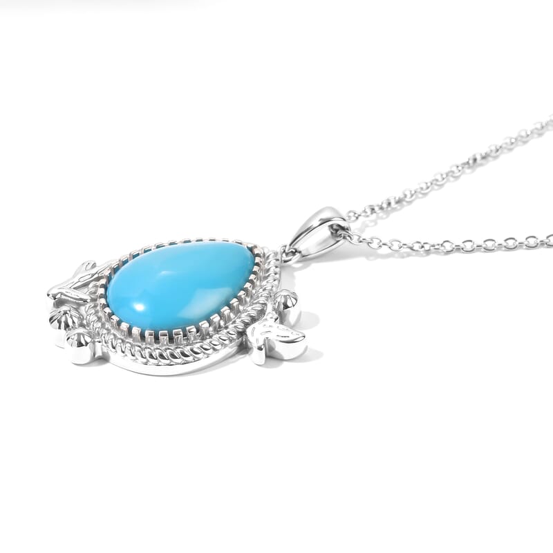 EverTrue Blue Howlite 5.60 ctw Pendant Necklace in Stainless Steel 20 Inches