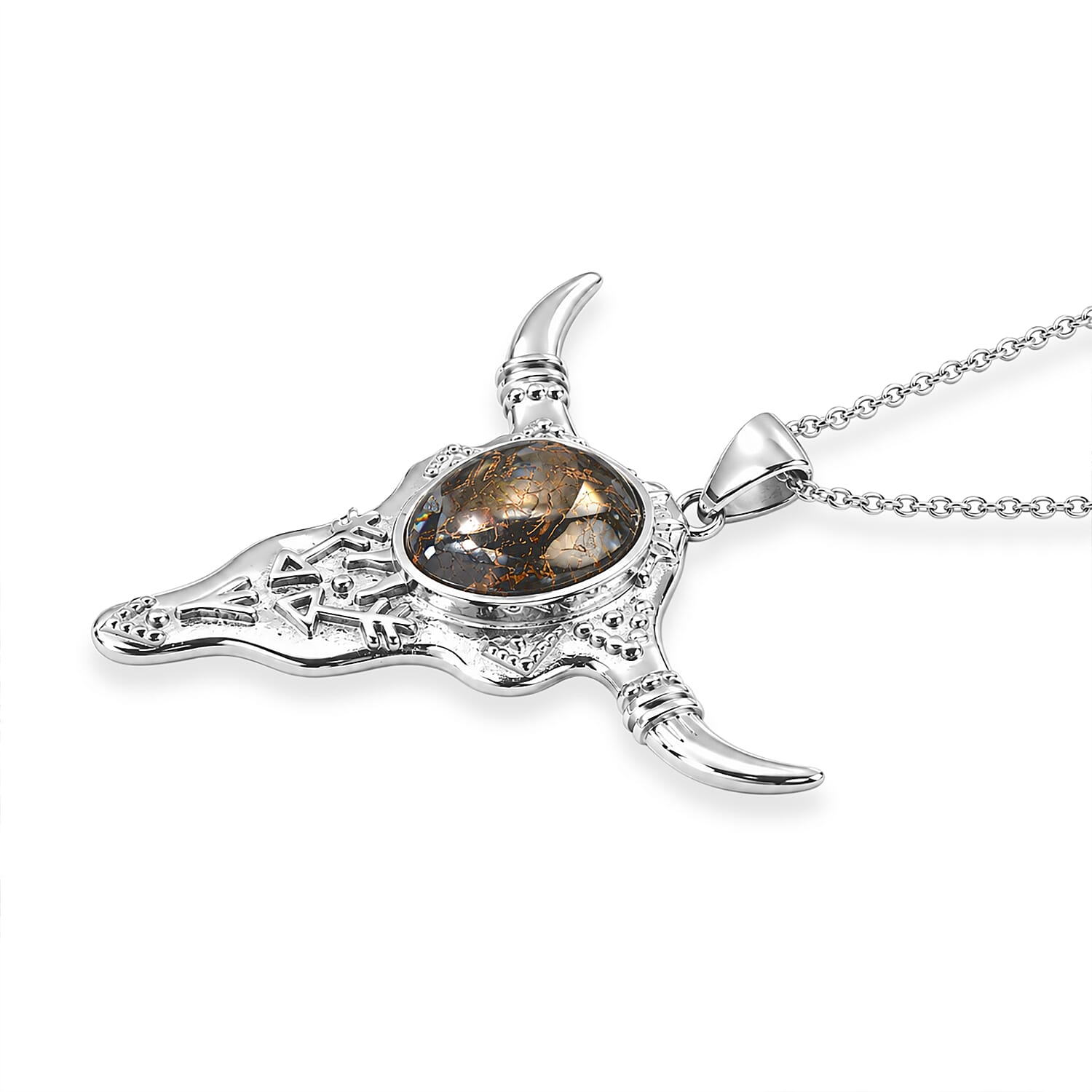 EverTrue Silver Shungite Matrix 8.50 ctw Pendant Necklace in Stainless Steel 20 Inches
