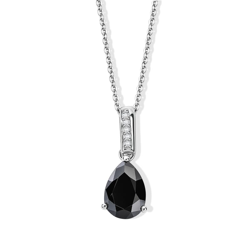D'Joy Black and White Moissanite 2.00 ctw Pendant Necklace in Rhodium Over Sterling Silver 20 Inches