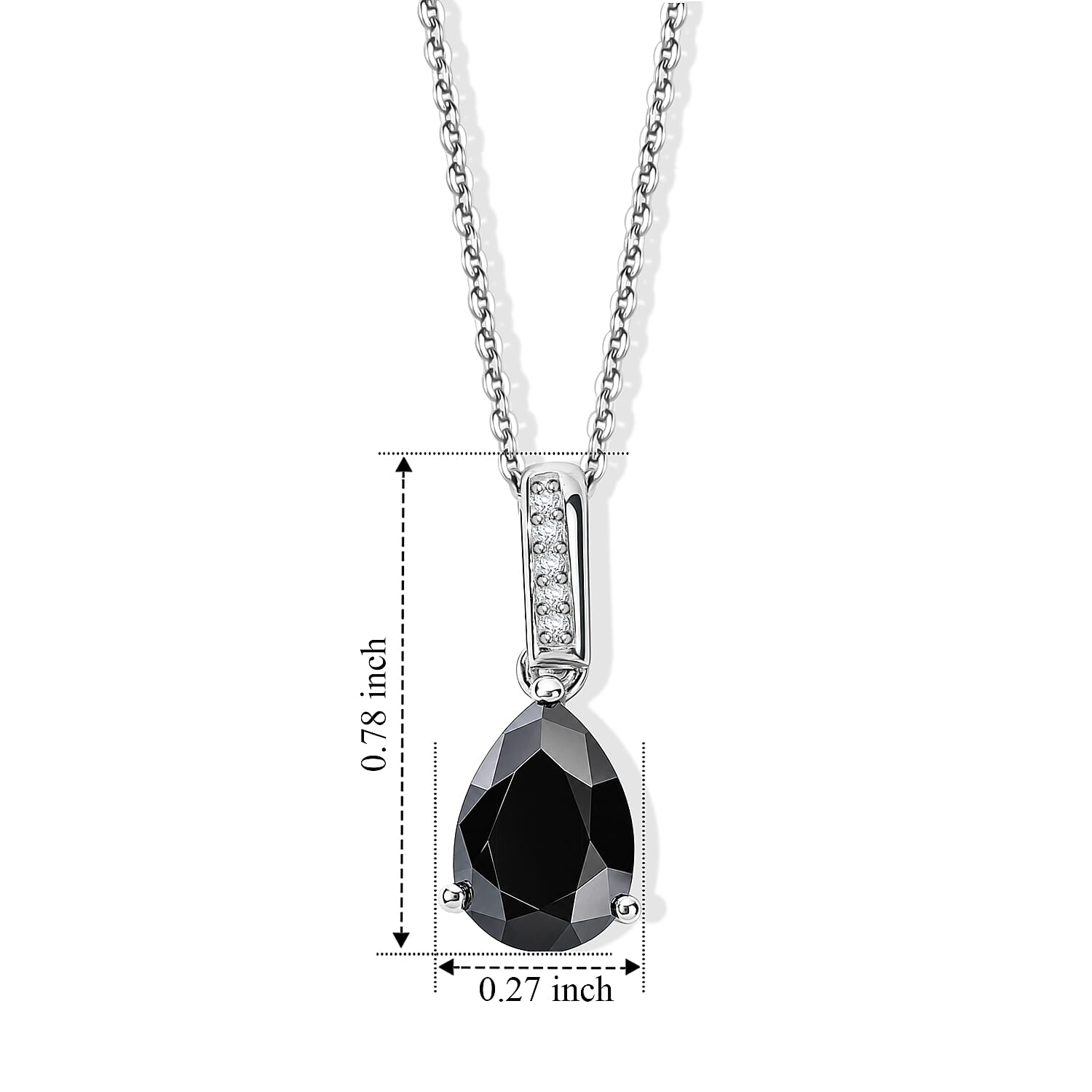 D'Joy Black and White Moissanite 2.00 ctw Pendant Necklace in Rhodium Over Sterling Silver 20 Inches