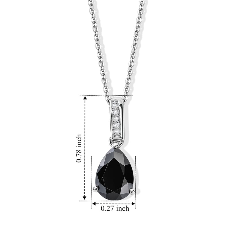 D'Joy Black and White Moissanite 2.00 ctw Pendant Necklace in Rhodium Over Sterling Silver 20 Inches