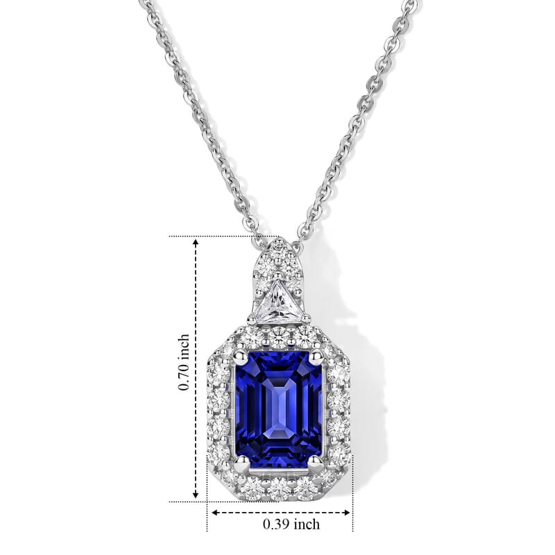 D'Joy Premium Tanzanite, Moissanite  Pendant Necklace (18 Inch) in Rhodium Over Sterling Silver  1.94 ctw