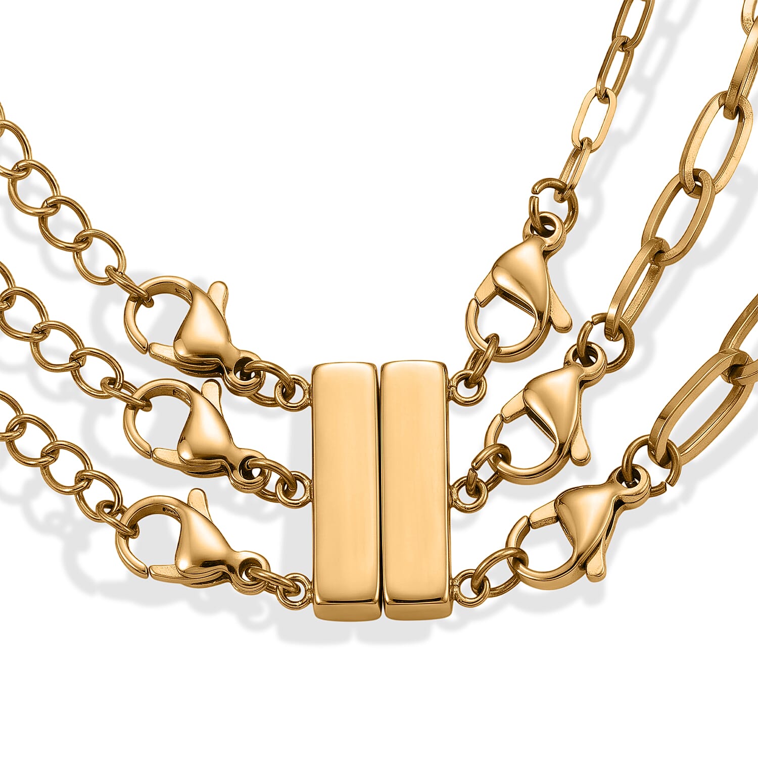 Set of 3 Necklace in ION Plated YG Stainless Steel (16/20/24+2 Inches)