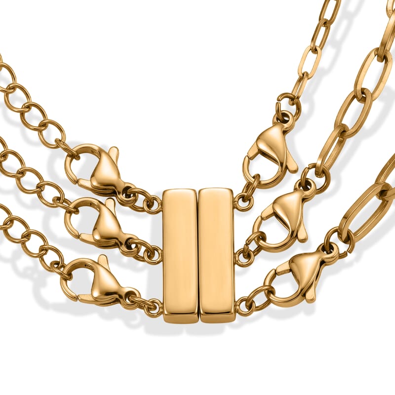 Set of 3 Necklace in ION Plated YG Stainless Steel (16/20/24+2 Inches)