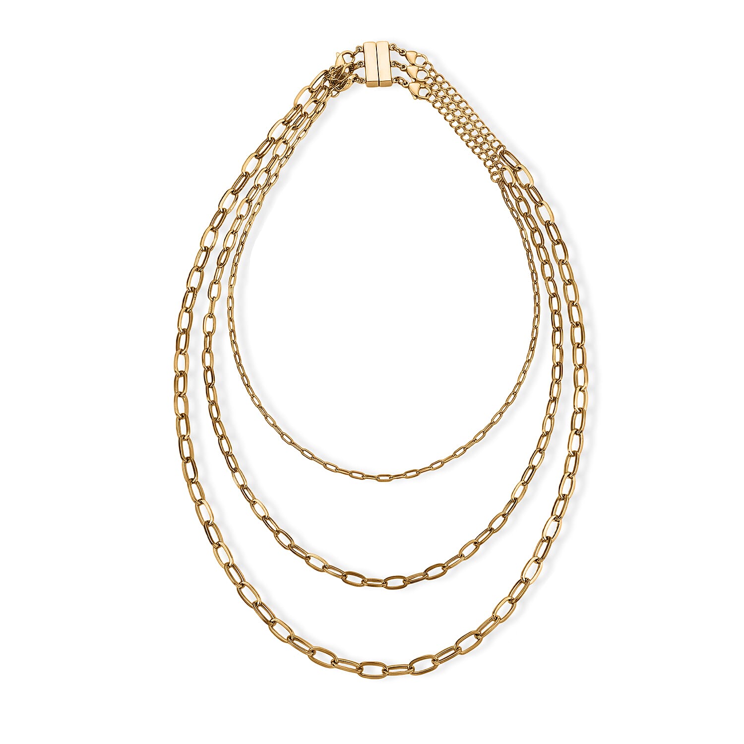 Set of 3 Necklace in ION Plated YG Stainless Steel (16/20/24+2 Inches)