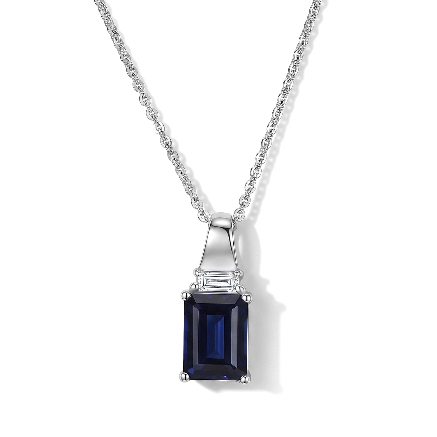 D'Joy Premium Catalina Iolite and Moissanite 1.50 ctw Pendant Necklace in Rhodium Over Sterling Silver 20 Inches