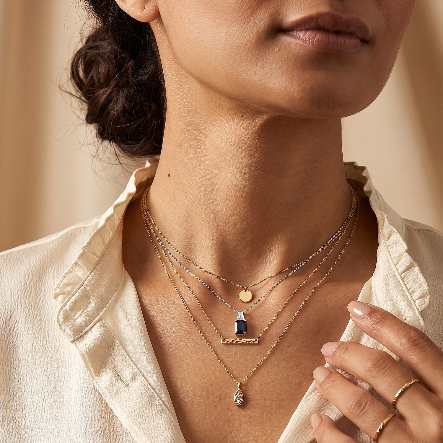 D'Joy Premium Catalina Iolite and Moissanite 1.50 ctw Pendant Necklace in Rhodium Over Sterling Silver 20 Inches