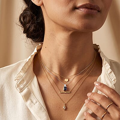 D'Joy Premium Catalina Iolite and Moissanite 1.50 ctw Pendant Necklace in Rhodium Over Sterling Silver 20 Inches