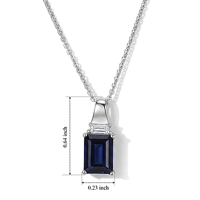D'Joy Premium Catalina Iolite and Moissanite 1.50 ctw Pendant Necklace in Rhodium Over Sterling Silver 20 Inches