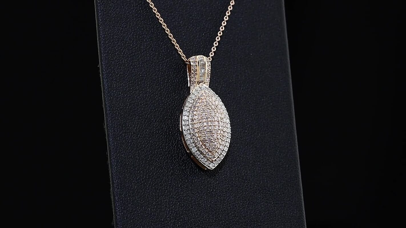 D'Joy Natural Pink and White Diamond 0.90 ctw Pendant Necklace (20 inches) in 18K Vermeil Rose Gold Over Sterling Silver