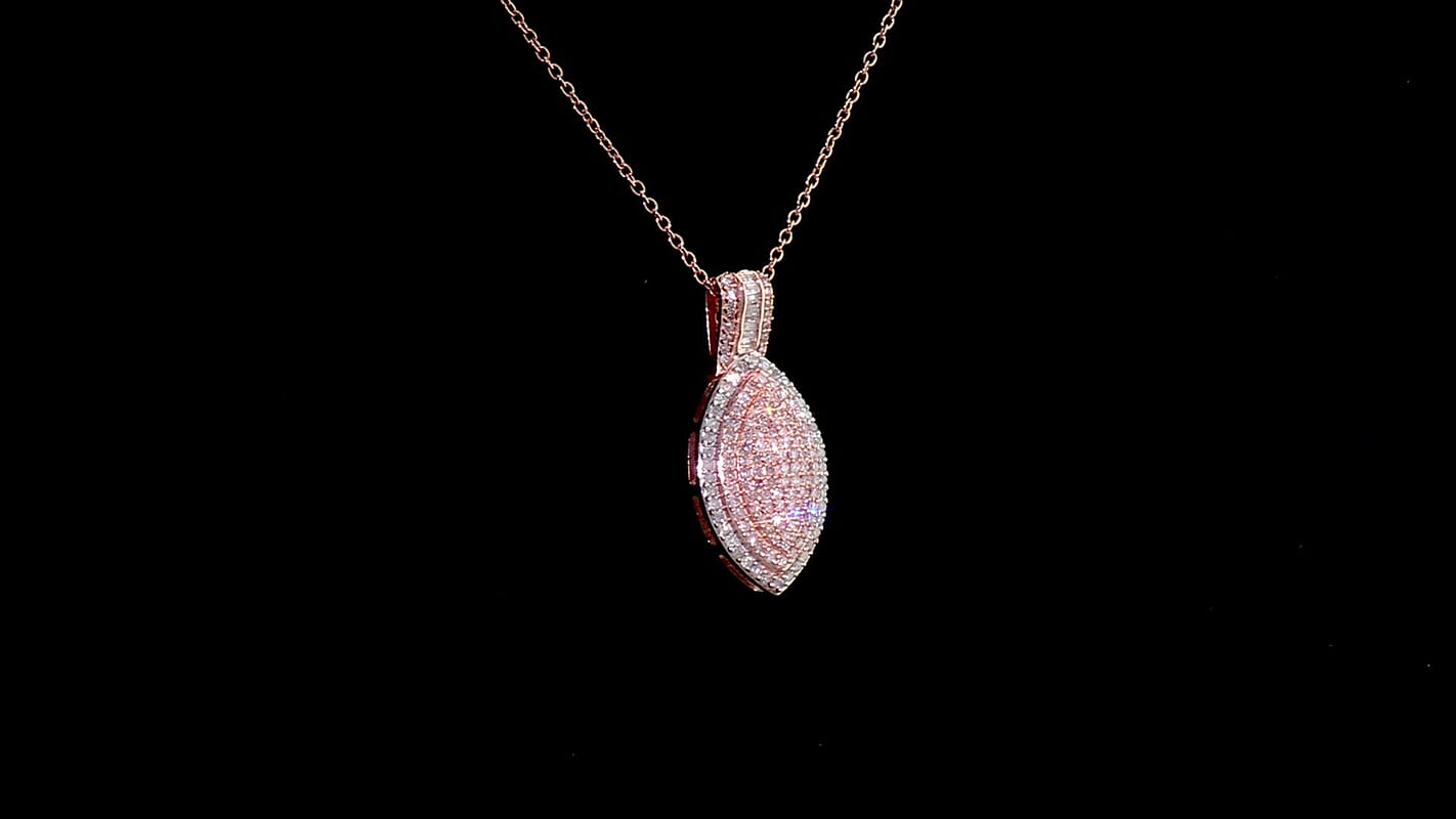 D'Joy Natural Pink and White Diamond 0.90 ctw Pendant Necklace (20 inches) in 18K Vermeil Rose Gold Over Sterling Silver