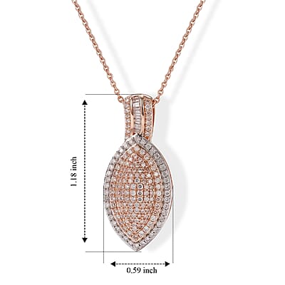 D'Joy Natural Pink and White Diamond 0.90 ctw Pendant Necklace (20 inches) in 18K Vermeil Rose Gold Over Sterling Silver