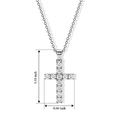 EverTrue Moissanite 1.10 ctw Cross Pendant in Platinum Bond with Stainless Steel Necklace (20 Inches)