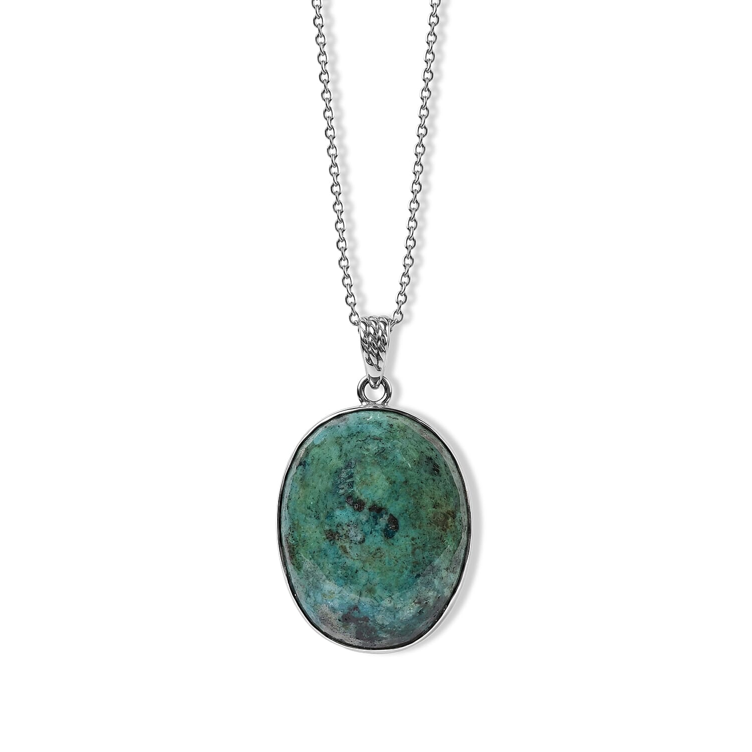 D'Joy Blue Turquoise 84.10 ctw Pendant in Sterling Silver with Stainless Steel Necklace 20 Inches