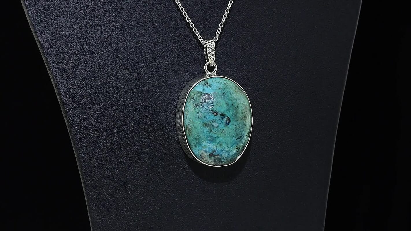 D''Joy Blue Turquoise 84.10 ctw Pendant in Sterling Silver with Stainless Steel Necklace 20 Inches