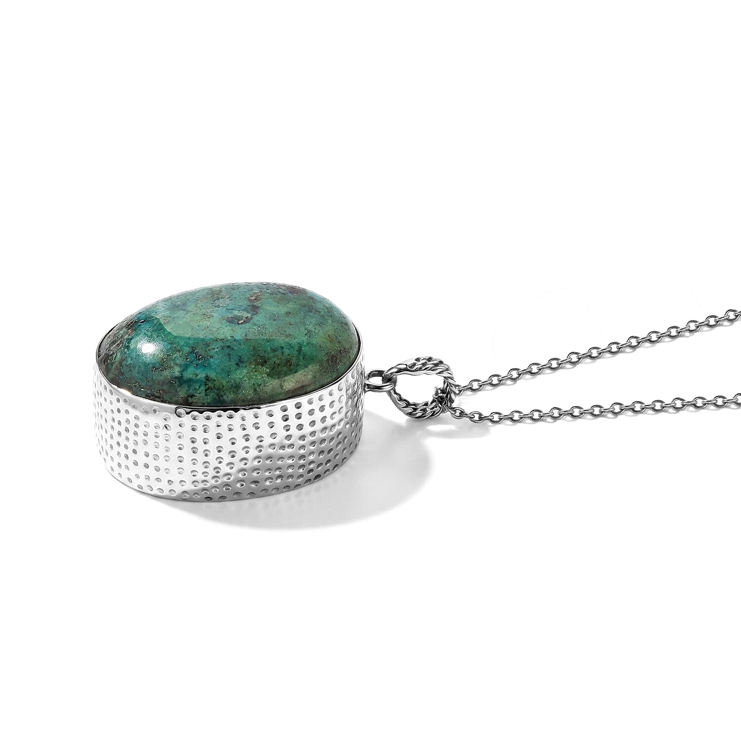 D'Joy Blue Turquoise 84.10 ctw Pendant in Sterling Silver with Stainless Steel Necklace 20 Inches