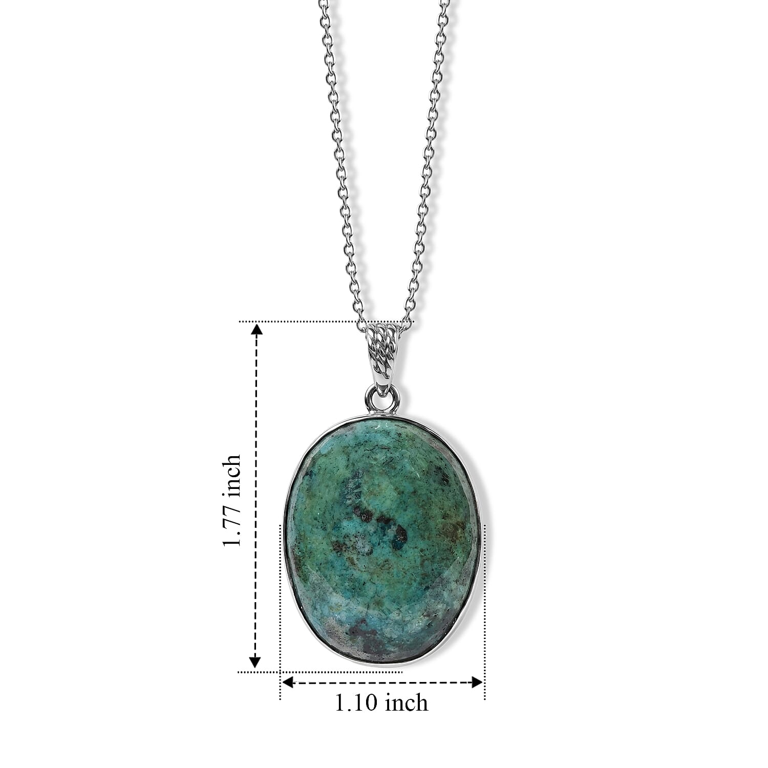 D'Joy Blue Turquoise 84.10 ctw Pendant in Sterling Silver with Stainless Steel Necklace 20 Inches