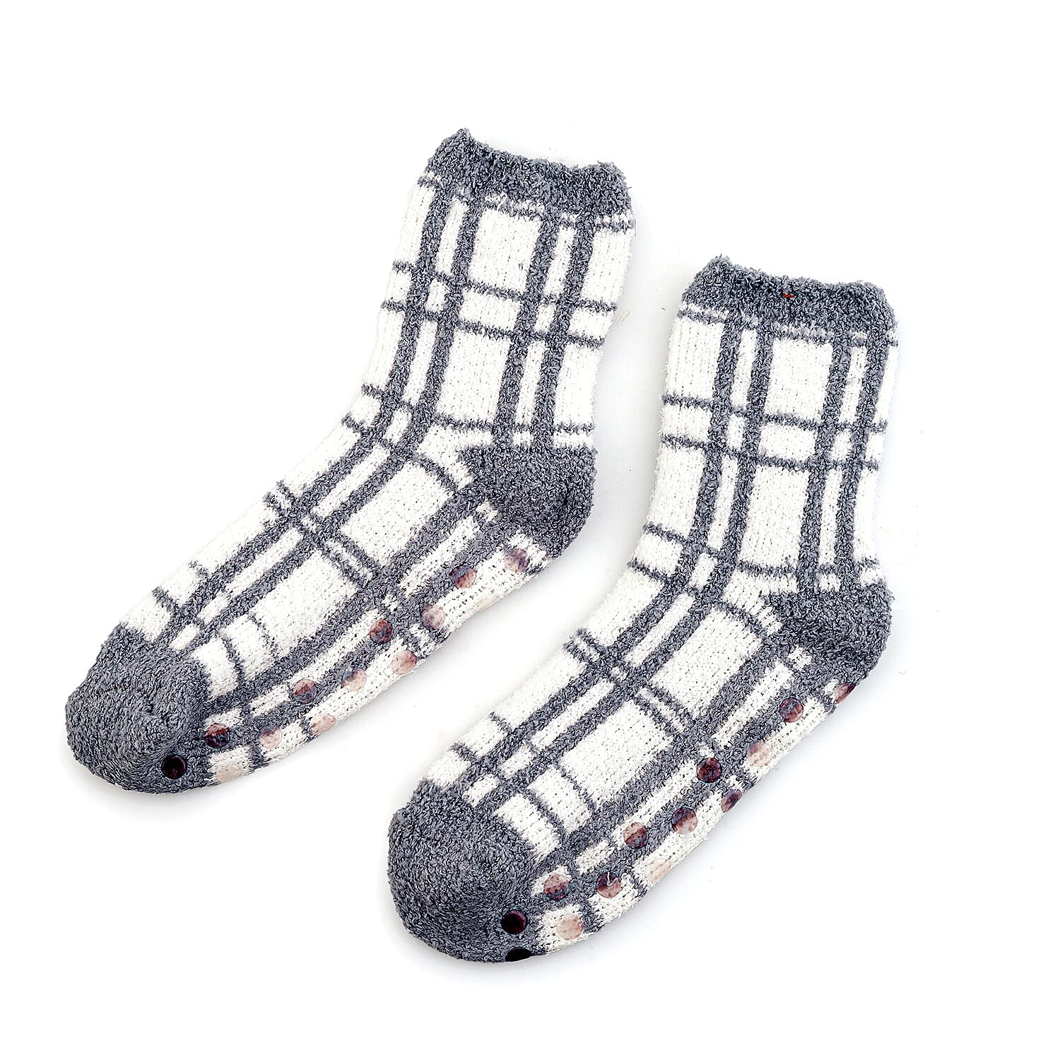 Mossimo White, Grey and Peach Pack Set of 3 Crozy Socks with Gripper Bottom