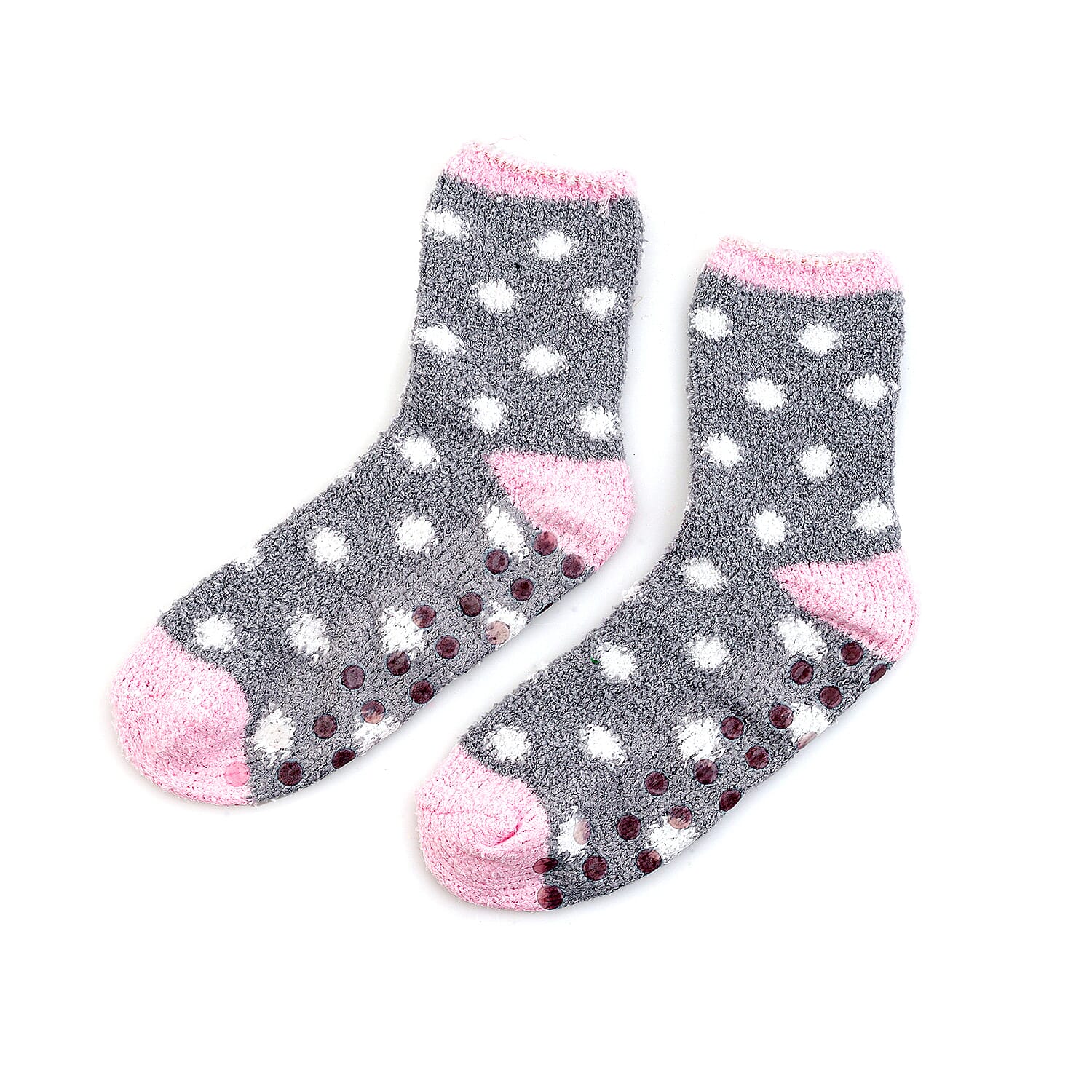 Mossimo White, Grey and Peach Pack Set of 3 Crozy Socks with Gripper Bottom