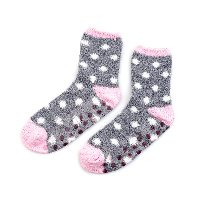 Mossimo White, Grey and Peach Pack Set of 3 Crozy Socks with Gripper Bottom