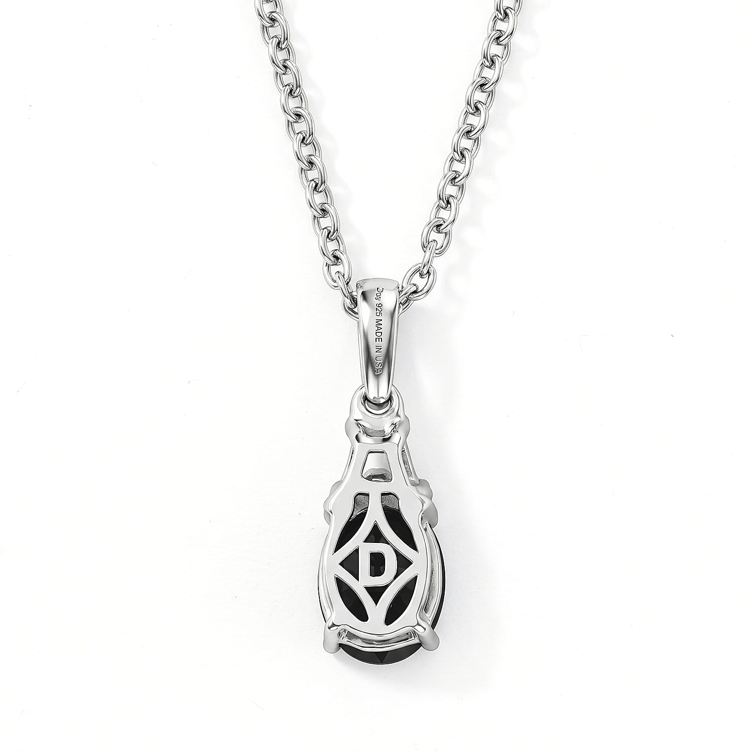 D'Joy Black and White Moissanite 1.40 ctw Pendant in Rhodium Over Sterling Silver with Stainless Steel Necklace 20 Inches