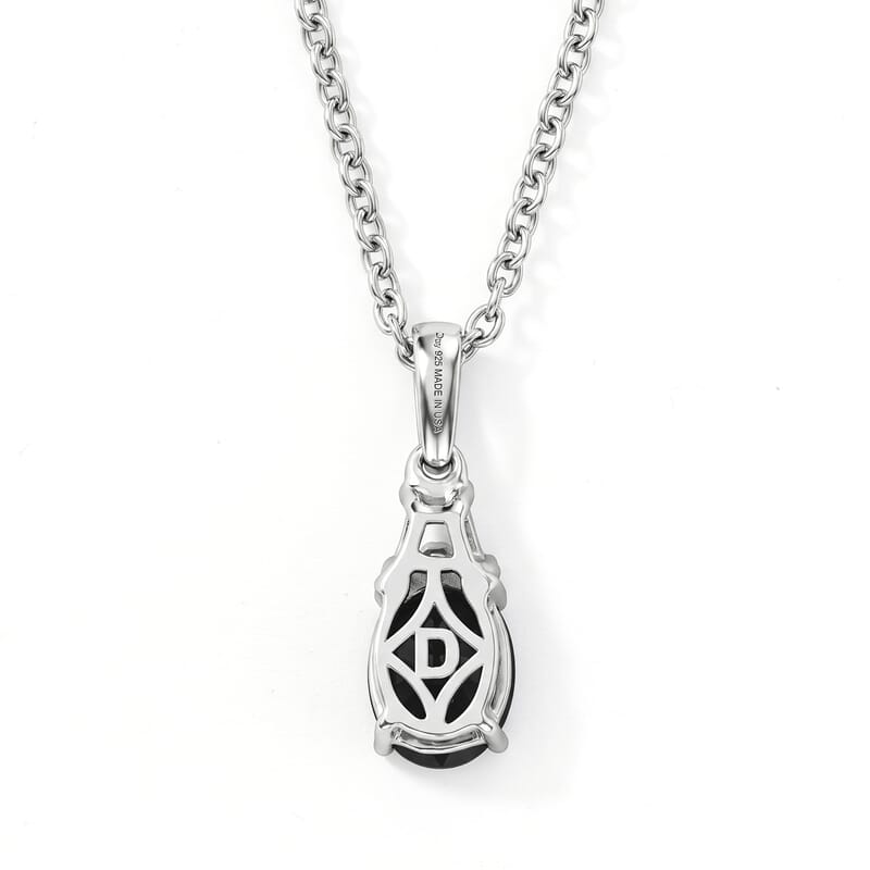 D'Joy Black and White Moissanite 1.40 ctw Pendant in Rhodium Over Sterling Silver with Stainless Steel Necklace 20 Inches