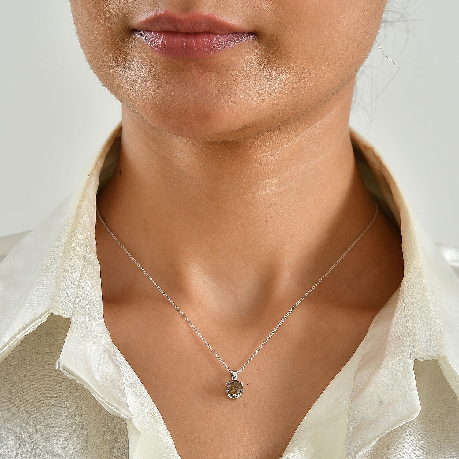 Red Diamond IR I3 1.00 ctw Pendant Necklace in 10K White Gold 20 Inches