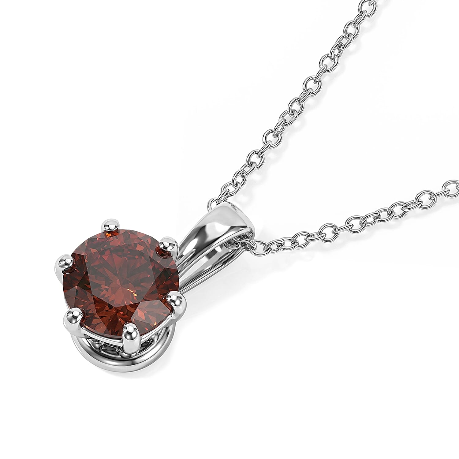 Red Diamond IR I3 1.00 ctw Pendant Necklace in 10K White Gold 20 Inches