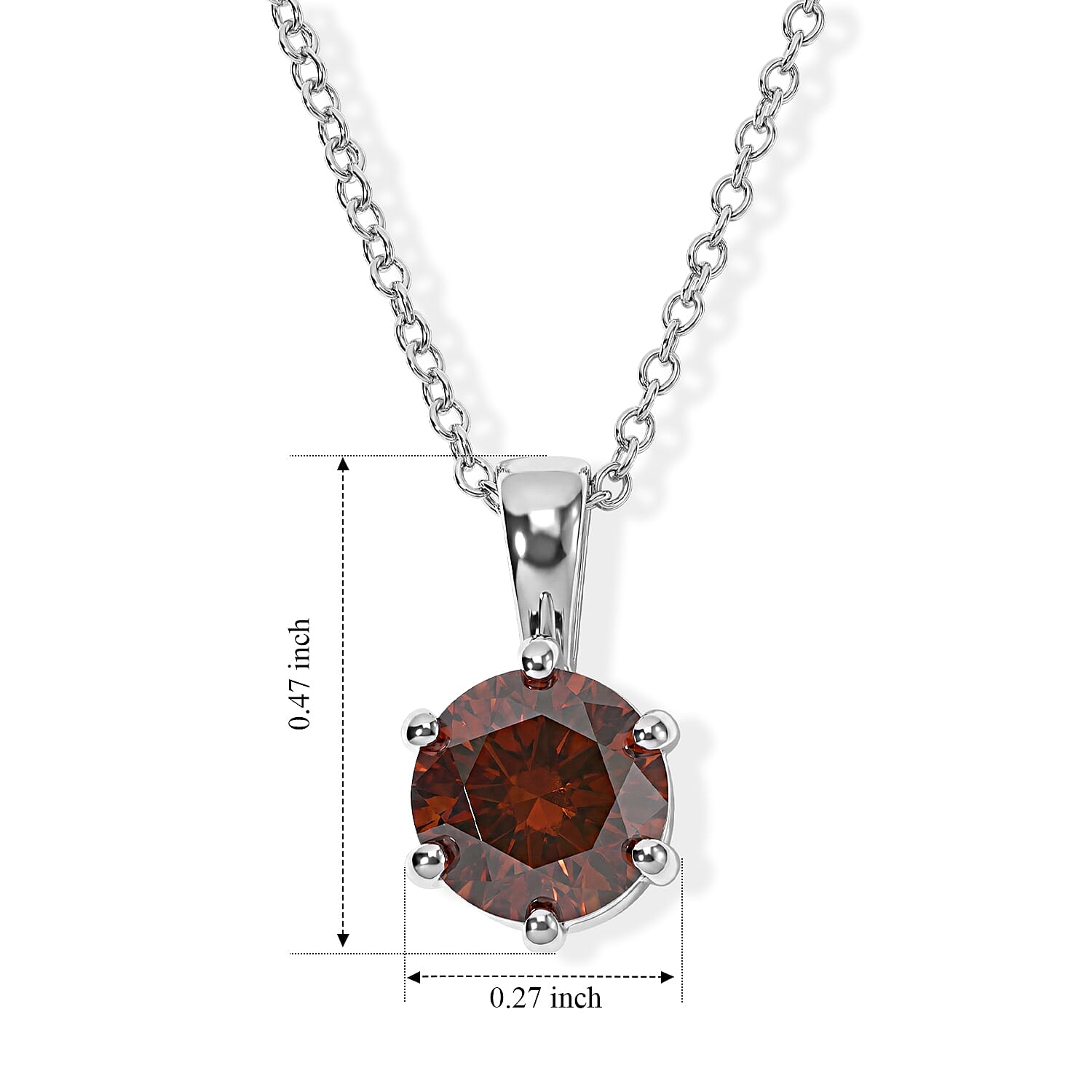 Red Diamond IR I3 1.00 ctw Pendant Necklace in 10K White Gold 20 Inches