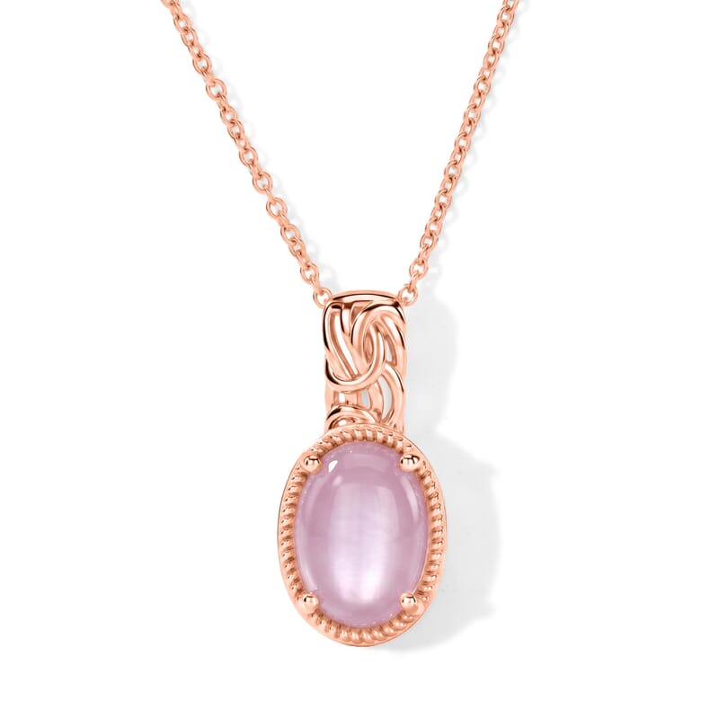 EverTrue Kunzite 6.60 ctw Blush Bezentine Pendant in 18K RG Plated with ION Plated RG Stainless Steel Necklace 20 Inches