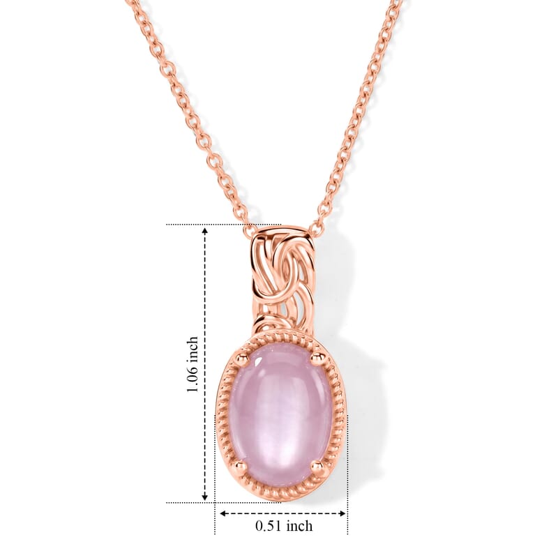 EverTrue Kunzite 6.60 ctw Blush Bezentine Pendant in 18K RG Plated with ION Plated RG Stainless Steel Necklace 20 Inches