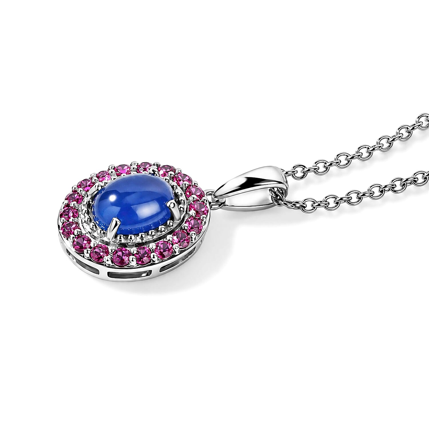 EverTrue Tanzanite and Orissa Rhodolite Garnet 3.60 ctw Pendant in Platinum Bond with Stainless Steel Necklace 20 Inches