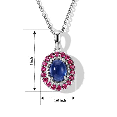 EverTrue Tanzanite and Orissa Rhodolite Garnet 3.60 ctw Pendant in Platinum Bond with Stainless Steel Necklace 20 Inches