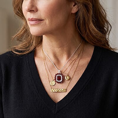 D'Joy Premium Honey Garnet and Moissanite 10.35 ctw Pendant Necklace in Rhodium Over Sterling Silver 20 Inches