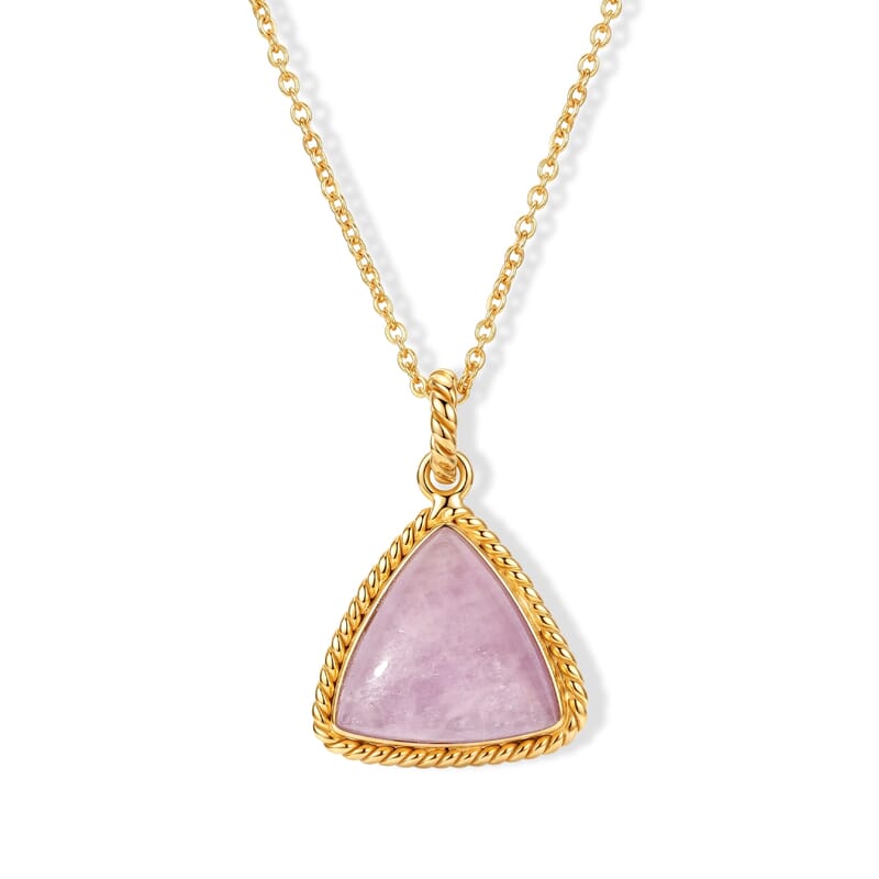 EverTrue Kunzite 31.30 ctw Teardrop Pendant in 18K YG Plated with ION Plated YG Stainless Steel Necklace 20 Inches