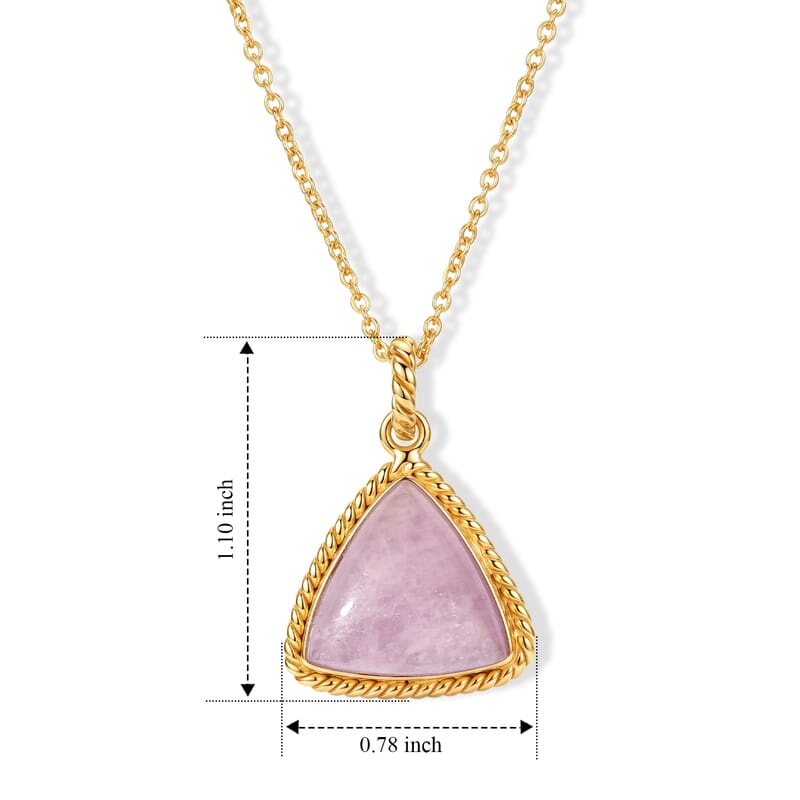 EverTrue Kunzite 31.30 ctw Teardrop Pendant in 18K YG Plated with ION Plated YG Stainless Steel Necklace 20 Inches