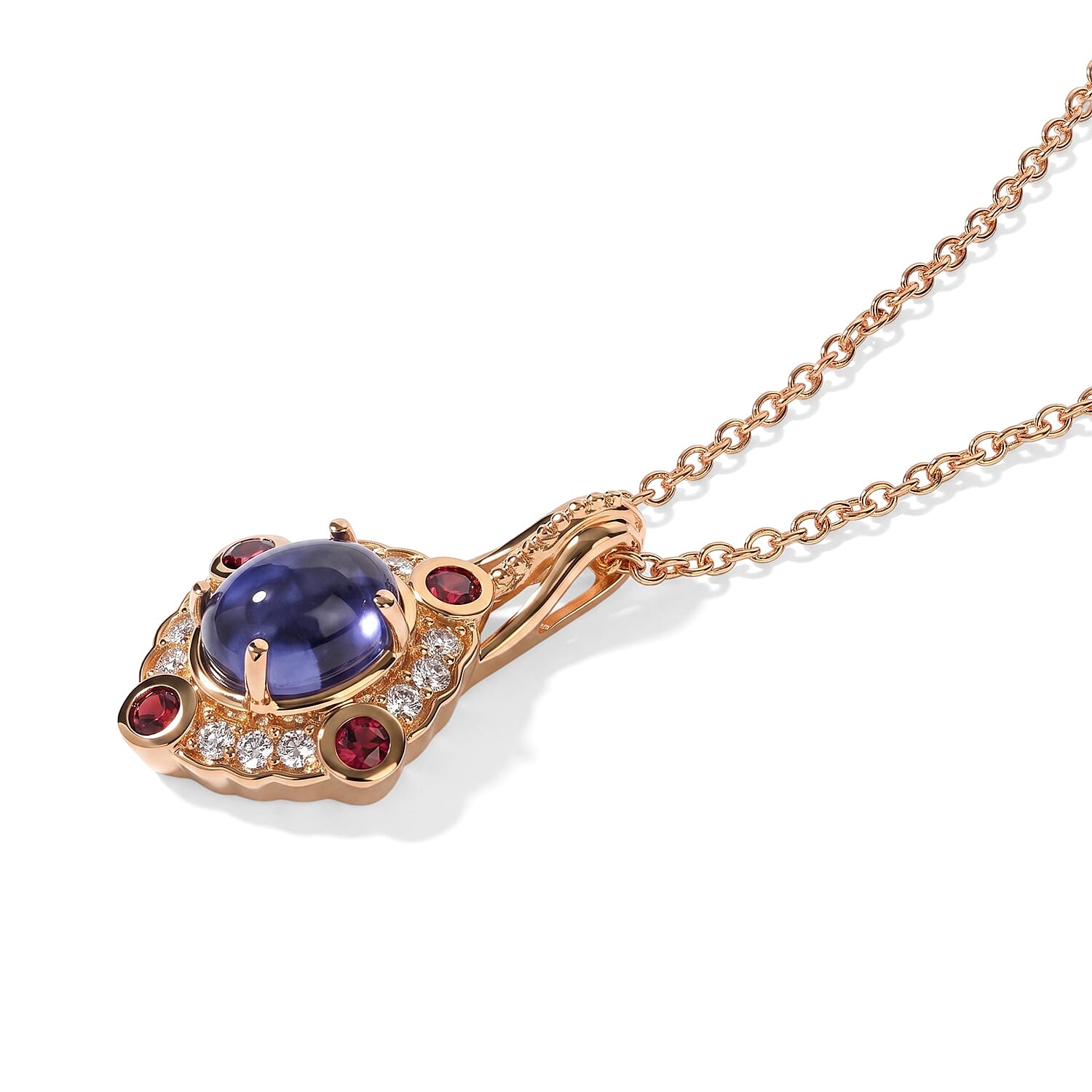 EverTrue Tanzanite and Multi Gemstone 3.40 ctw Pendant in 18K YG Plated with ION Plated YG Stainless Steel Necklace 20 Inches